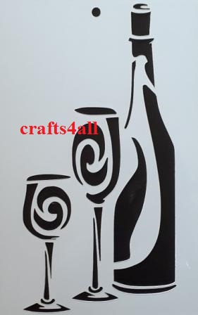 Wine Bottle & Glasses  ( Sfan 18 )  Size:- 280 x 140 mm