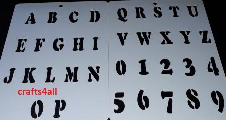 Alphabet A - Z - Numbers 0 - 9  ( Swor 12 )  Size:- 210 x 290 mm