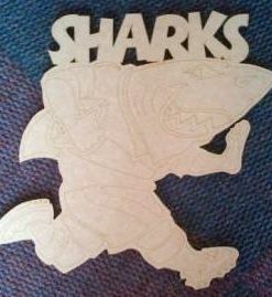 Rugby Sharks Wood 333x 298 x 6 mm (SP003)